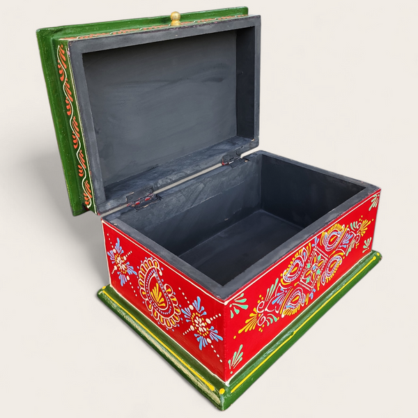 Hand Painted Wooden Rectangular Box