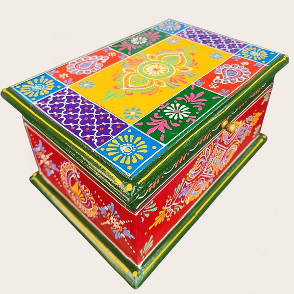 Hand Painted Wooden Rectangular Box