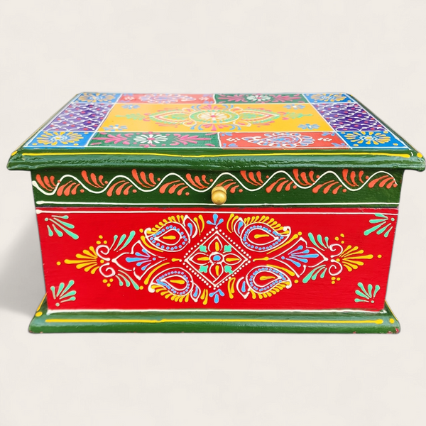 Hand Painted Wooden Rectangular Box