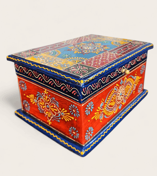 Hand Painted Wooden Rectangular Box - Style 2
