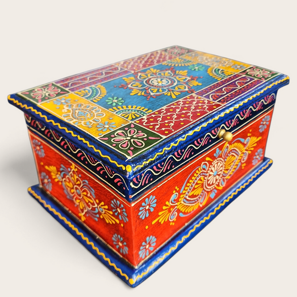 Hand Painted Wooden Rectangular Box - Style 2