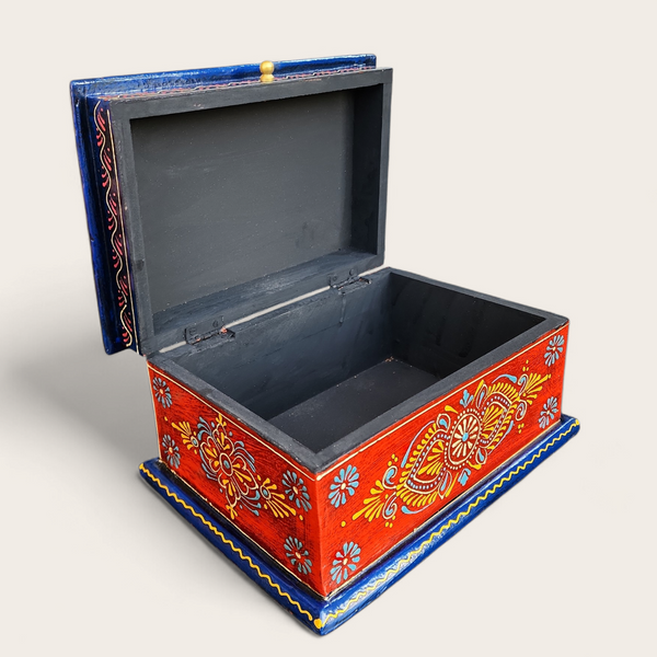 Hand Painted Wooden Rectangular Box - Style 2