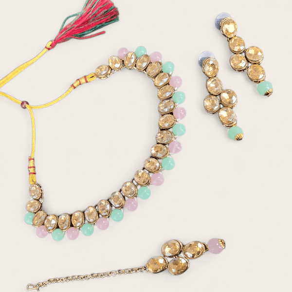 Pink and Mint Necklace set