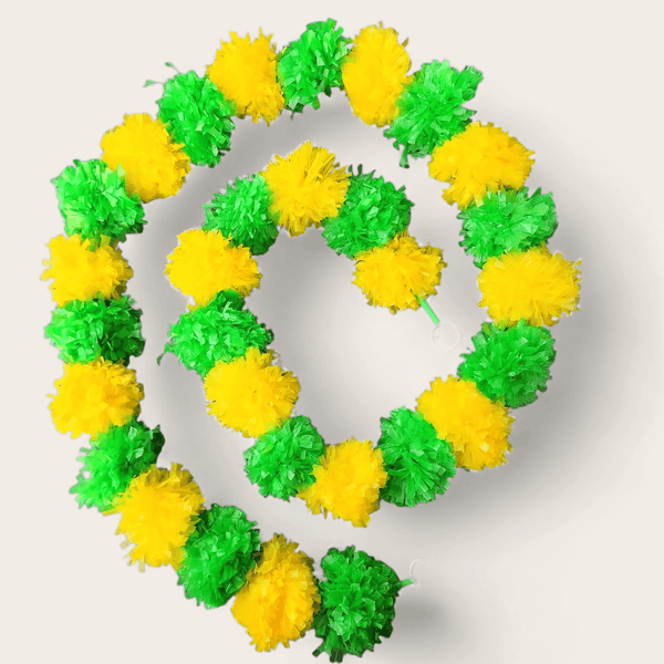 Green and Yellow Marigold Garland(1.4 m)