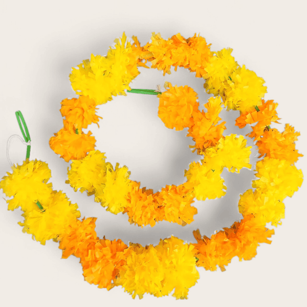 Orange and Yellow Marigold Garland Two Mix (1.4 m)