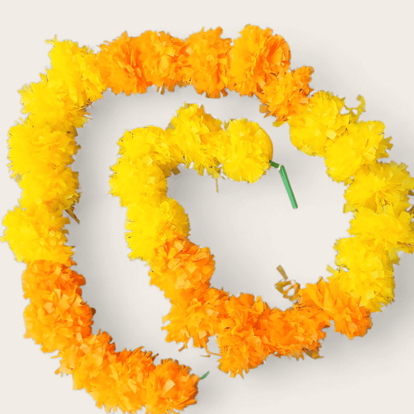 Orange and Yellow Marigold Garland Three Mix (1.4 m)