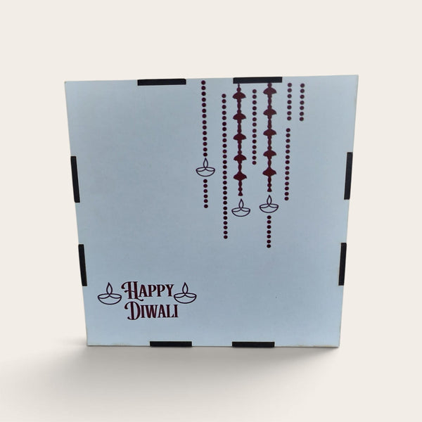 White Diya Happy Diwali Wooden Box