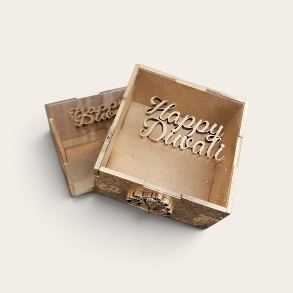 Gold Happy Diwali Ganesh Perspex Box
