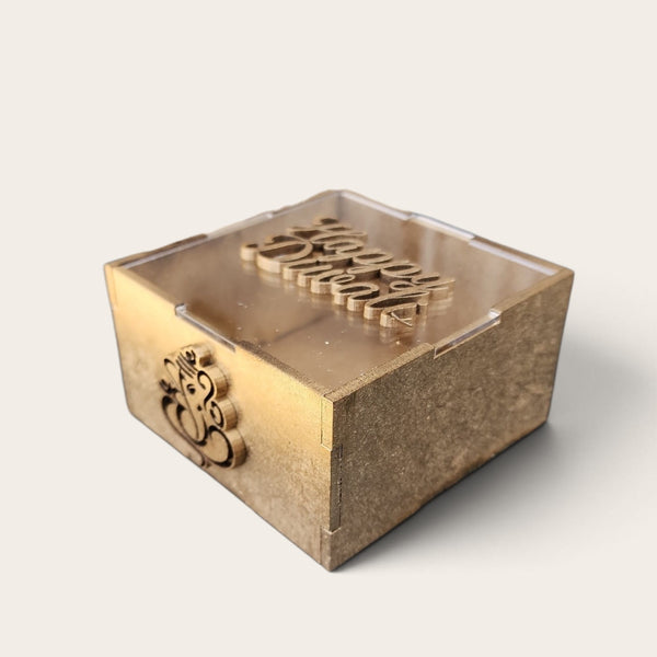 Gold Happy Diwali Ganesh Perspex Box