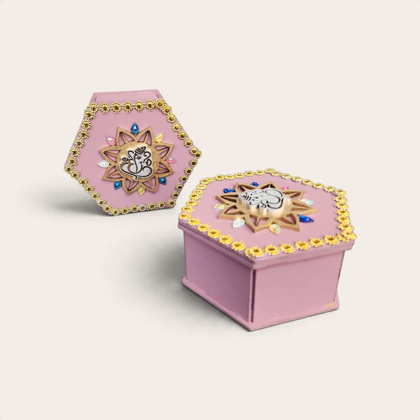Lilac and Gold Ganesha Wooden Diwali Box