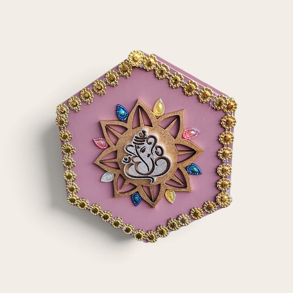 Lilac and Gold Ganesha Wooden Diwali Box