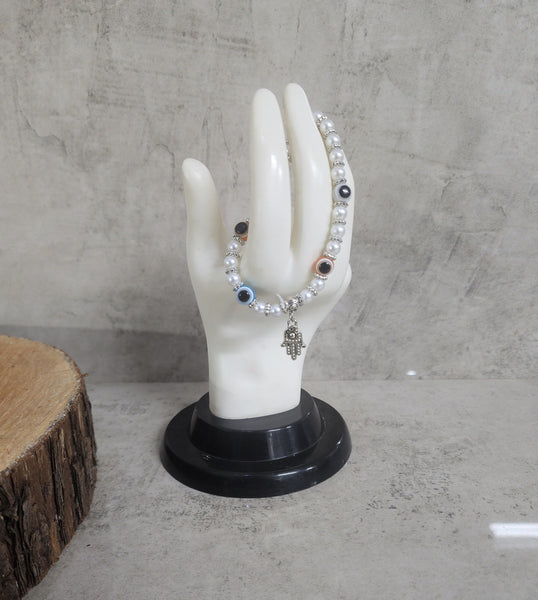 Colourful Evil Eye & Hamsa Pearl Protection Bracelet