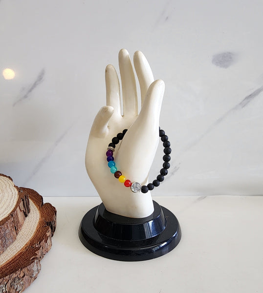 7 Chakra Lava Stone Bracelet
