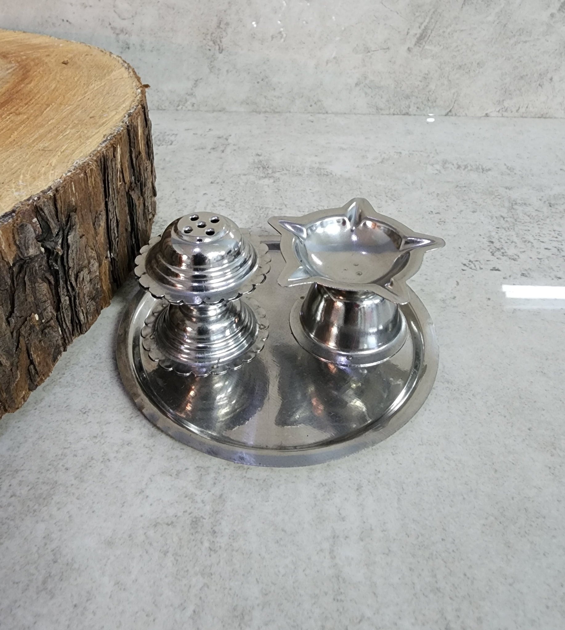 2-in-1 Silver Incense Holder and Aarti Turner