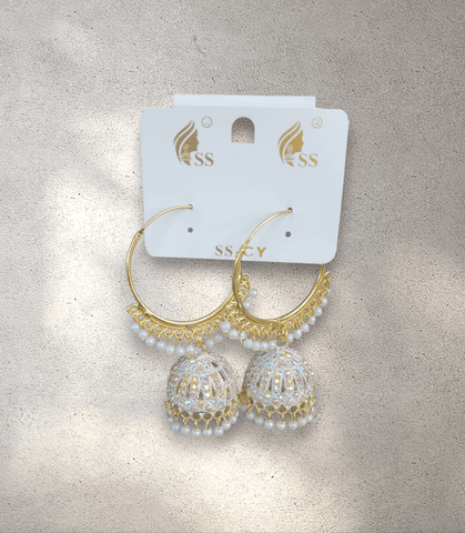 White and Gold Hoop Jhumka