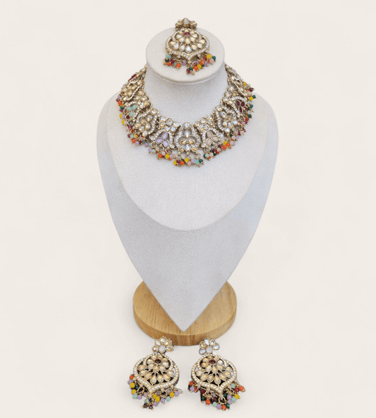 Multi-Colour Soft Choker Jewellery Set - Style 4