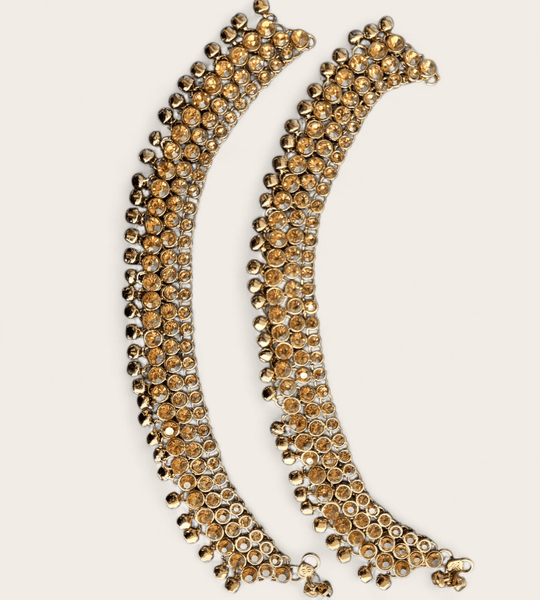Bronze Triple Line Ankle Chain with Bells