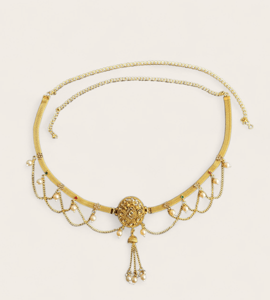 Antique Gold Saree Belt - Style 2