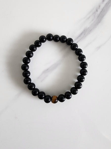 Balance, Protection, Confidence Bracelet (Tiger's Eye, Black Onyx)