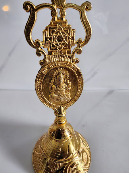 Gold Lakshmi, Ganesha and Kubera Bell