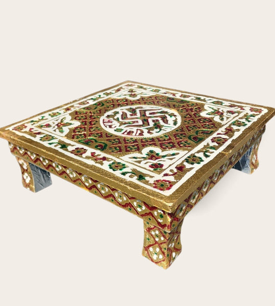 Gold Swastika Foil Bedhi/ Bajoth (37cm x 37cm)