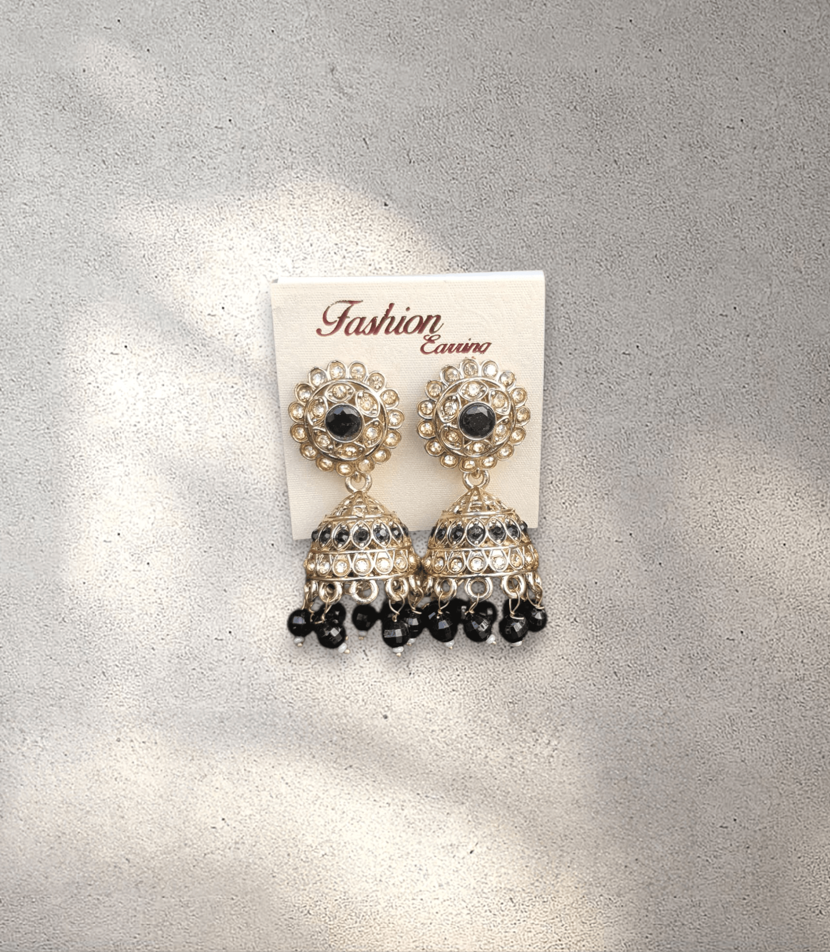 Black and Gold Jhumka (Earring) - Design 5