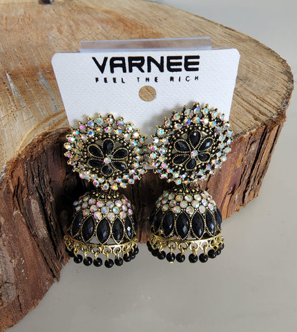 Black and Gold Jhumka (Earring) - Design 4