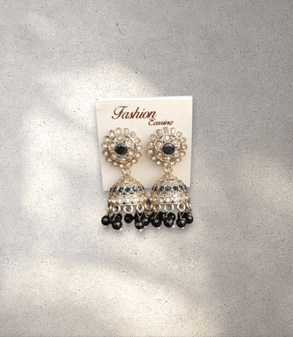 Black and Gold Jhumka (Earring) - Design 5