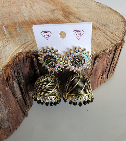 Black and Gold Jhumka (Earring) - Design 5