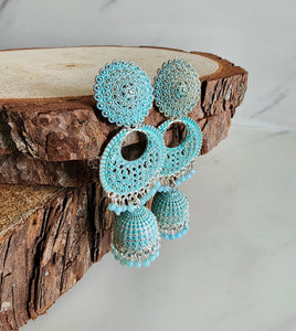 Long Blue Jhumka (Earring)