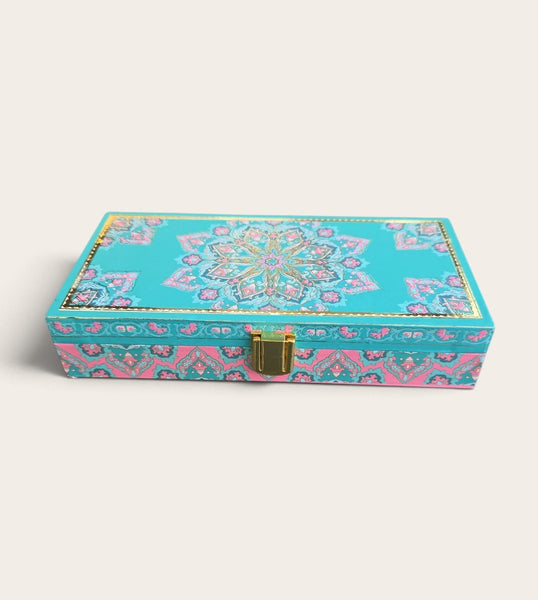 Blue Paisley Wooden Box