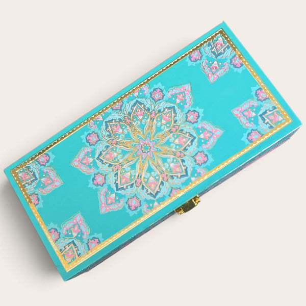 Blue Paisley Wooden Box
