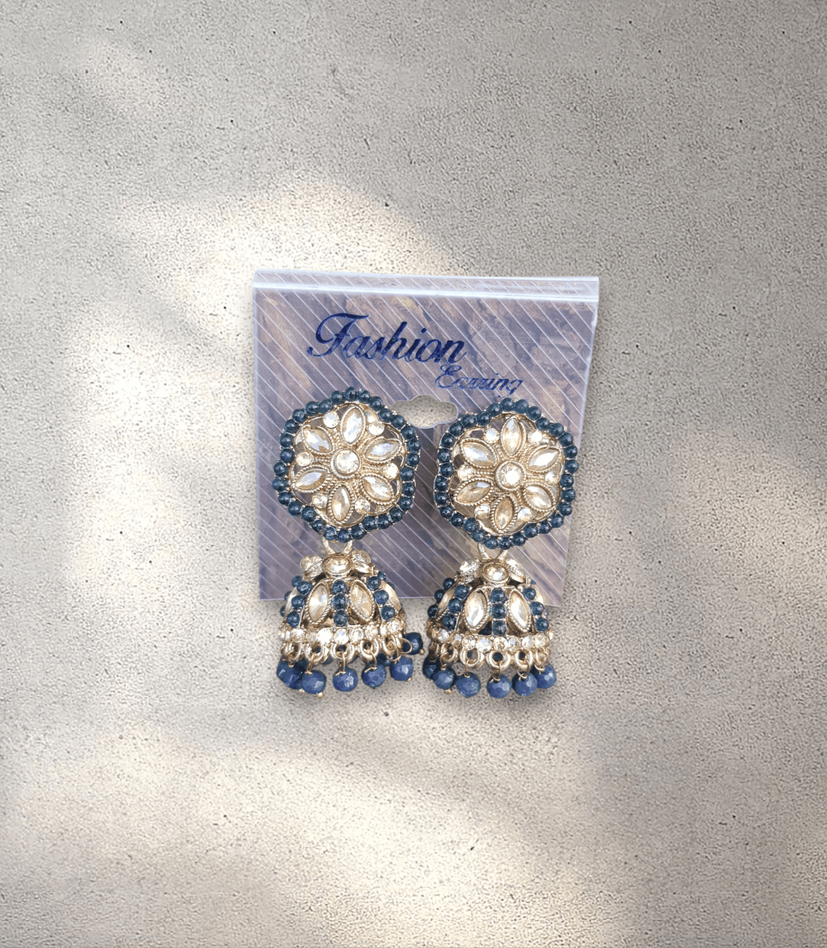 Gold and Blue Jhumka (Earring)