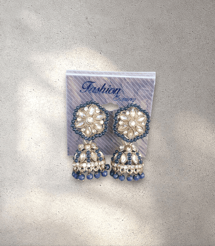 Gold and Blue Jhumka (Earring)