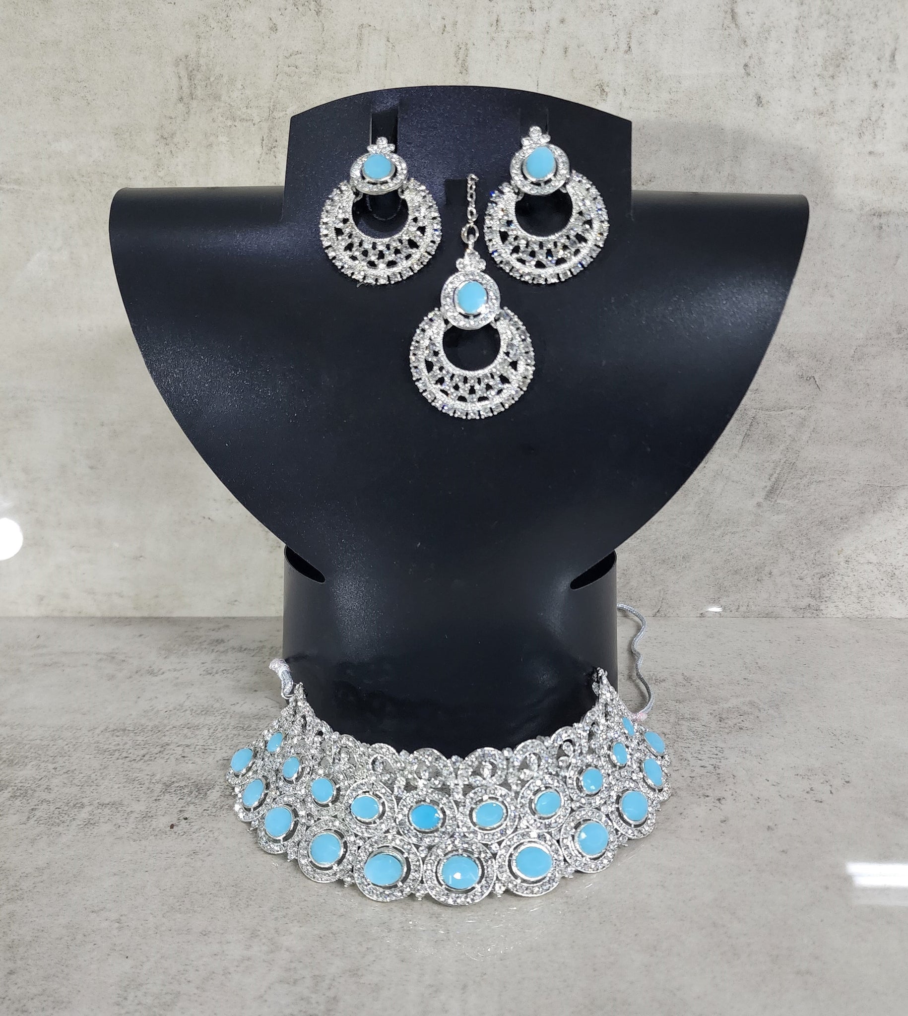 Blue and Silver Jewellery Choker Set