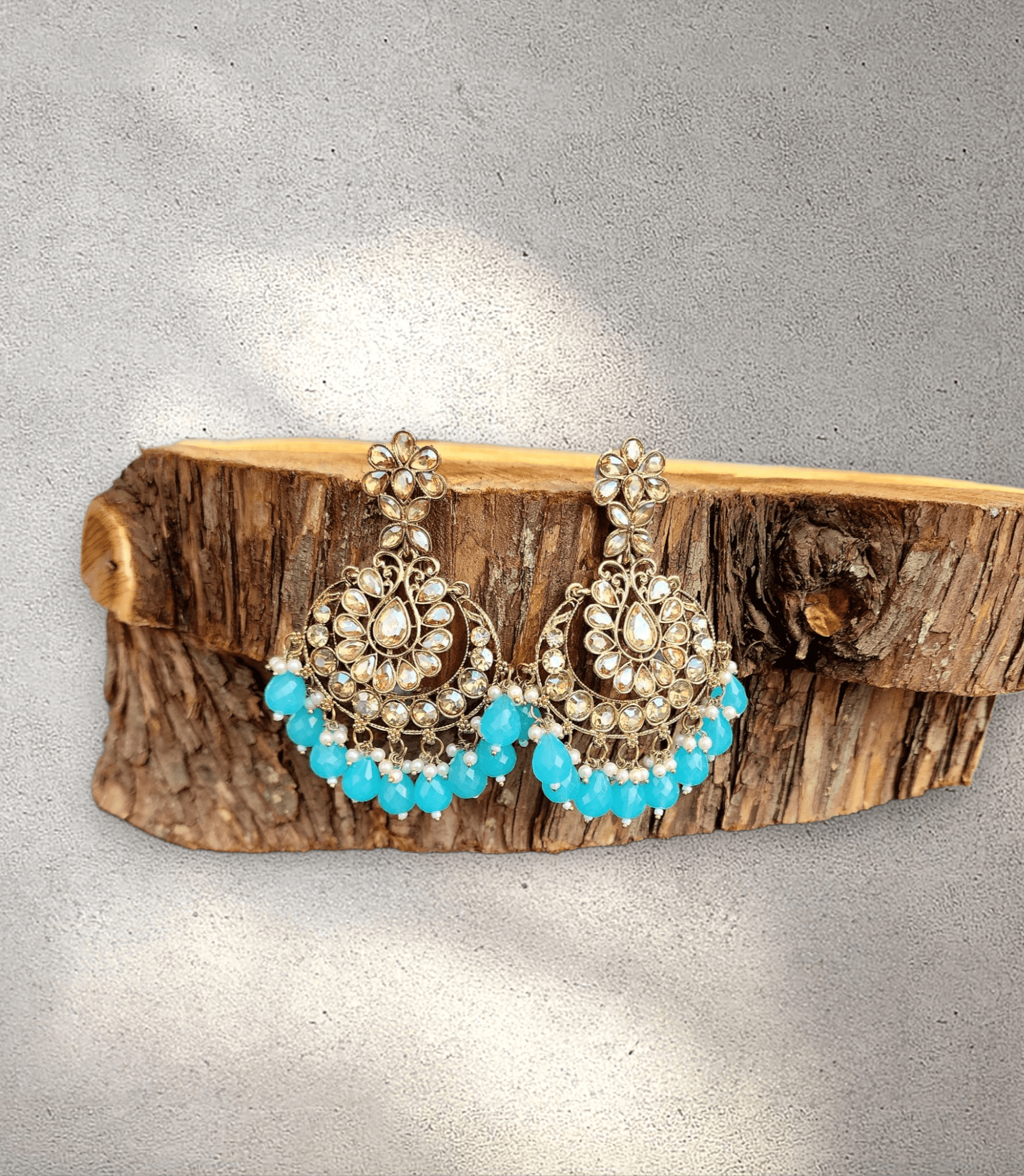 Blue Pearl Blossom Jhumka