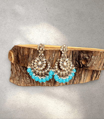 Blue Pearl Blossom Jhumka