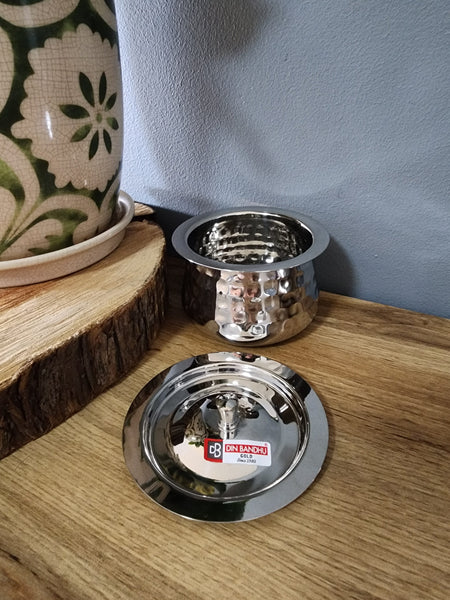 Hammered Stainless Steel Bowl with Lid
