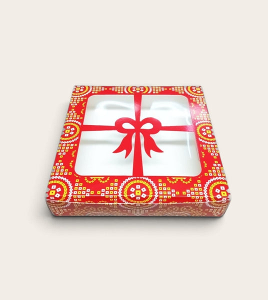 Bandani Bow Diwali Gift Box with Clear Lid (Pack of 10)
