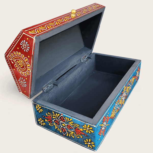 Hand Painted Wooden Pentagon Box