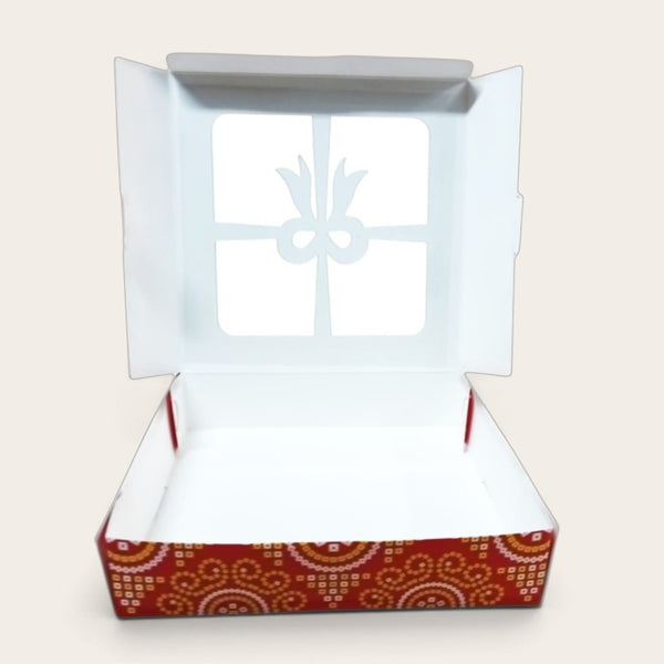 Bandani Bow Diwali Gift Box with Clear Lid (Pack of 10)