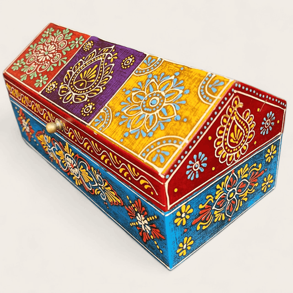 Hand Painted Wooden Pentagon Box