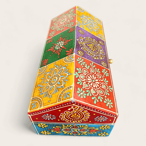 Hand Painted Wooden Pentagon Box