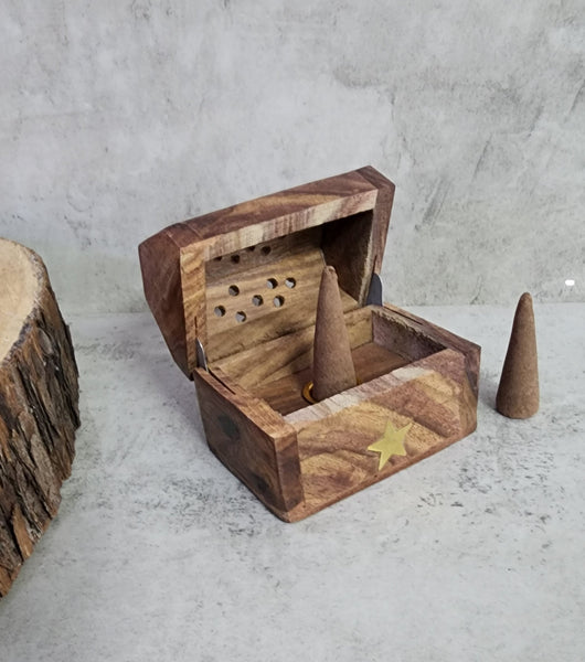 Wooden Box Incense Cone Burner