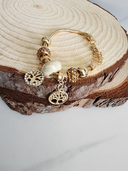 Gold Tree of Life Charm Bracelet