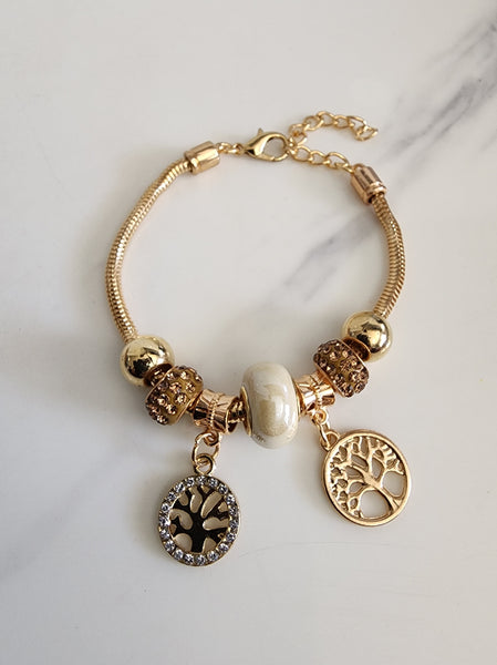 Gold Tree of Life Charm Bracelet