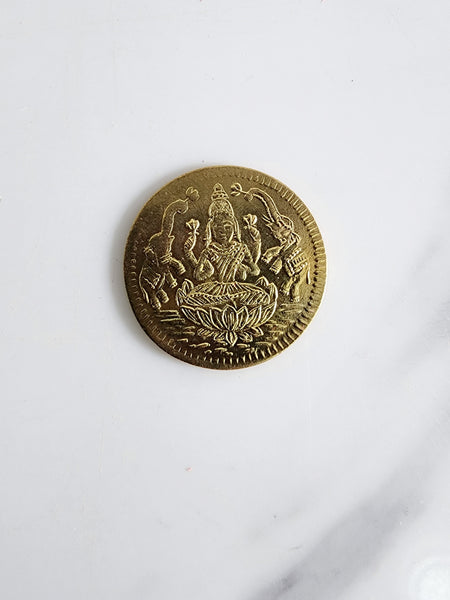Brass Lakshmi and Kubera Coin