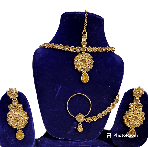 Gold and Bronze Full Bridal Jewellery Set