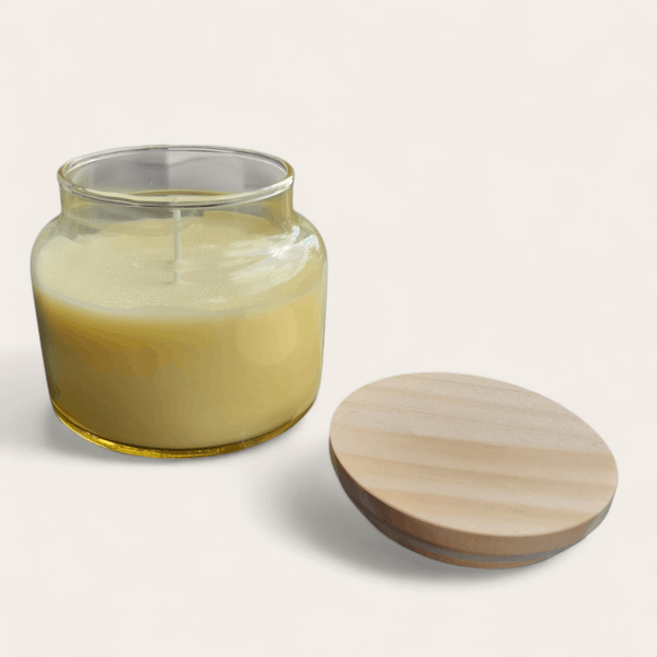 Delicate Aroma Soy Wax Candle with Glass Jar - Yellow