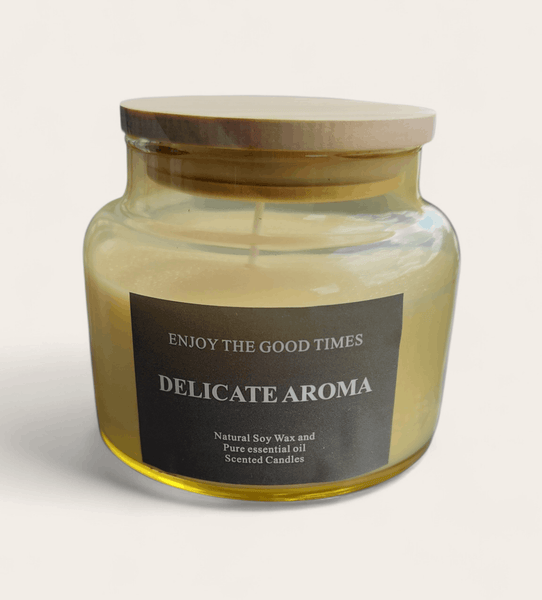 Delicate Aroma Soy Wax Candle with Glass Jar - Yellow